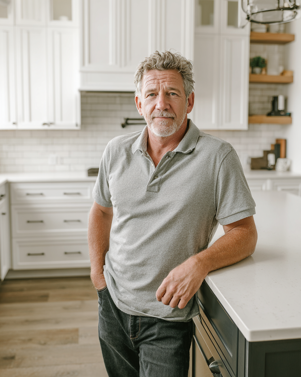 Renovation contractor in a finished kitchen
